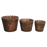 ZNTS Outdoor Reinforced And Anticorrosive Chinese Fir Planting Pot Flower-Shaped Barrel Carbonized Color 67322270
