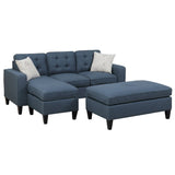 ZNTS Polyfiber Reversible Sectional Sofa with Ottoamn in Navy B01682383