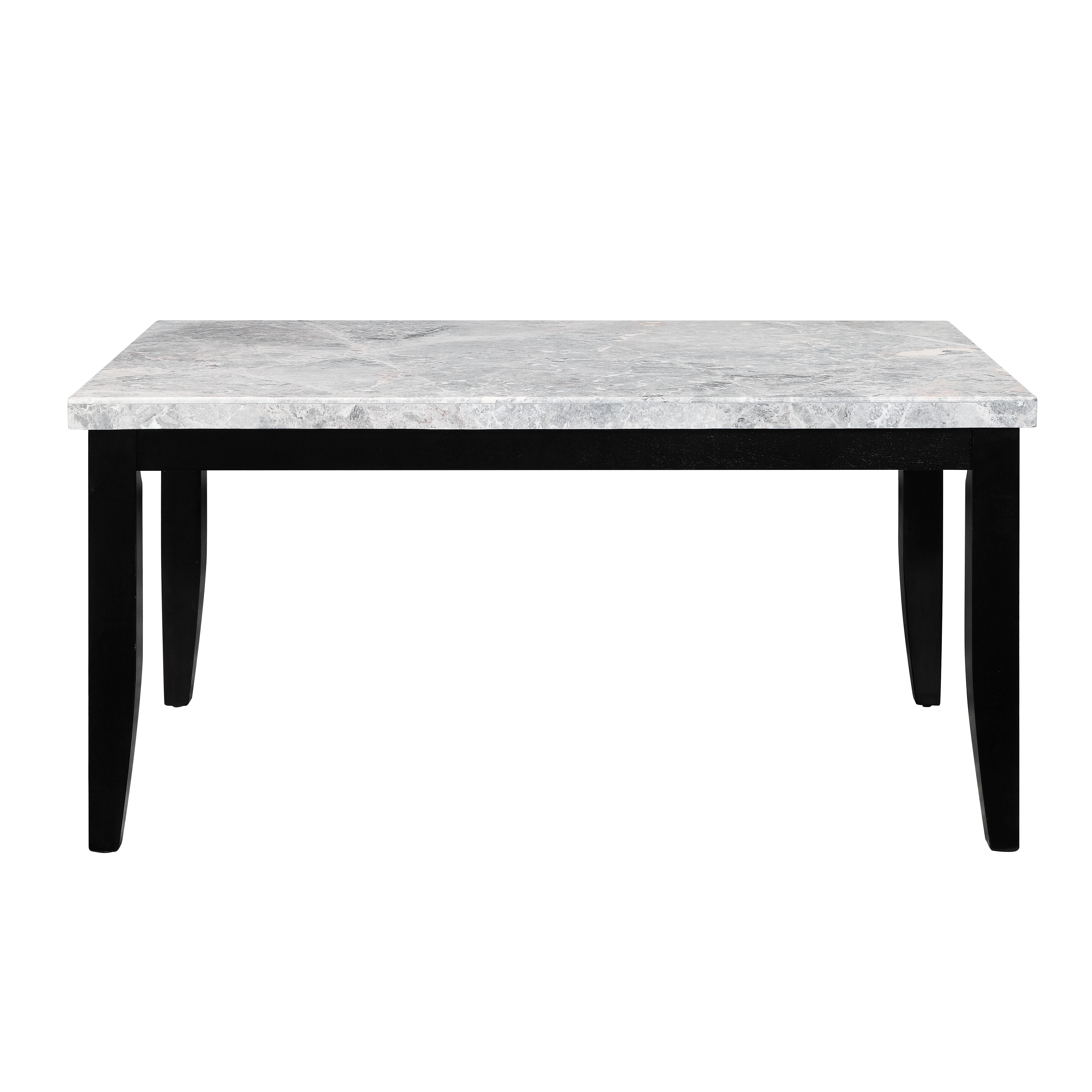 ZNTS ACME Hussein DINING TABLE W/MARBLE TOP Marble Top & Black Finish DN01446