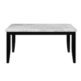 ZNTS ACME Hussein DINING TABLE W/MARBLE TOP Marble Top & Black Finish DN01446