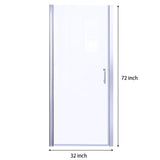 ZNTS 32 In. to 33-3/8 In. x 72 In Semi-Frameless Pivot Shower Door in Chrome With Clear Glass W63777030