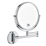 ZNTS 8 Inch LED Wall Mount Two-Sided Magnifying Makeup Vanity Mirror 12 Inch Extension Chrome Finish 9301CP