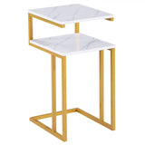 ZNTS (42 x 35.5 x 71)cm C-Type Side Table Double-Layer Gold Marble Sticker 35425572