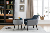ZNTS Casual Living Accent Chair and Side Table w Storage Blue Color Comfortable Contemporary Living B01167362