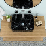 ZNTS 19"x15" Black and Gray Marble Pattern Ceramic Rectangular Vessel Bathroom Sink W124366987