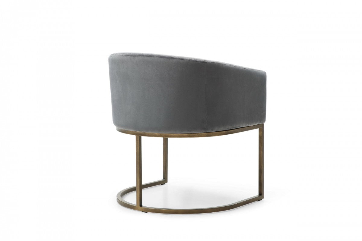 ZNTS Modrest Elisa Modern Grey Velvet & Brass Dining Chair B04961448