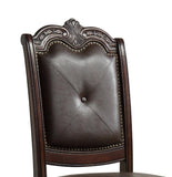 ZNTS Beautiful Hand Carved Formal Traditional Dining Side Chair with Faux Leather Upholstered Padded Seat B011P145131