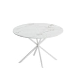 ZNTS 47.24'' Modern Cross Leg Round Dining Table, White Marble Top Occasional Table, Two Piece Removable W757140949