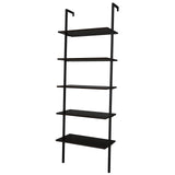 ZNTS 5-Shelf Wood Ladder Bookcase with Metal Frame, Industrial 5-Tier Modern Ladder Shelf Wood 64446382