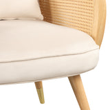 ZNTS Amchair with Rattan Armrest and Metal Legs Upholstered Mid Century Modern Chairs for Living Room or WF302632AAK