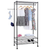 ZNTS 3-Tier Closet Organizer Metal Garment Rack Portable Clothes Hanger Home Shelf 99664466