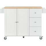 ZNTS Rolling Mobile Kitchen Island with Solid Wood Top Locking Wheels,52.7 Inch Width,Storage Cabinet WF287035AAW