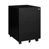 ZNTS Metal 3 Drawer File Cabinet, Rolling File Cabinet with Lock Under Desk, Small Black Filing Cabinets 88329536