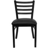 ZNTS HERCULES Series Black Ladder Back Metal Restaurant Chair - Black Vinyl Seat B06990399