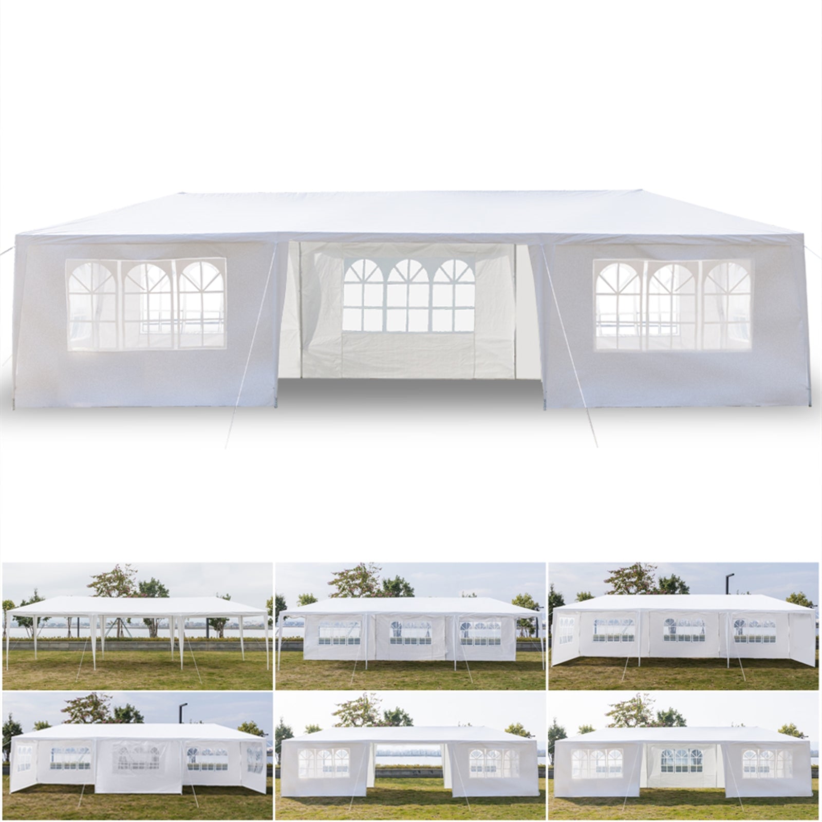 ZNTS 3 x 9m Seven Sides Portable Home Use Waterproof Tent with Spiral Tubes 13021887