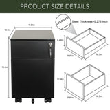 ZNTS 2 Drawer Mobile File Cabinet with Lock Metal Filing Cabinet for Legal/Letter/A4/F4 Size, Fully W141172155