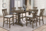 ZNTS 2pc Brown Oak & Gray Fabric Counter Dining Chair Rustic Farmhouse Style Standard Dining B011P148060