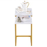 ZNTS (42 x 35.5 x 71)cm C-Type Side Table Double-Layer Gold Marble Sticker 35425572