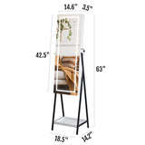 ZNTS Full mirror wooden floor type with 1 shelf, 3-color led mirror lamp, 8 white interior lamp beads, 07089036