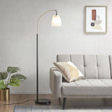 ZNTS Arched Metal Floor Lamp with Frosted Glass Shade B03596591