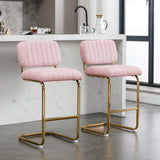 ZNTS Mid-Century Modern Counter Height Bar Stools for Kitchen Set of 2, Armless Bar Chairs with Gold W1170104356