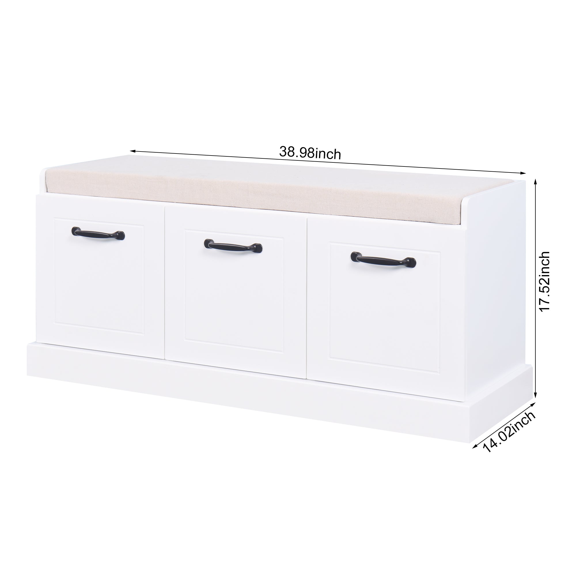 ZNTS Wooden Entryway Shoe Cabinet Living Room Storage Bench with White Cushion W40953989