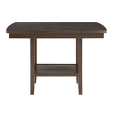 ZNTS Dark Brown Finish Counter Height Table 1pc Functional Lazy-Susan and Display Shelf Dining Furniture B01152743