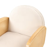 ZNTS Amchair with Rattan Armrest and Metal Legs Upholstered Mid Century Modern Chairs for Living Room or WF302632AAK