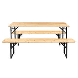 ZNTS Picnic Combo 3PCS Set, 5.8FT Wood Table and Bench Set 54211834