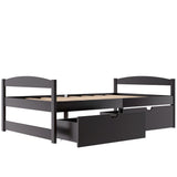 ZNTS Twin size platform bed, with two drawers, espresso WF195910AAP