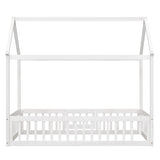 ZNTS Twin Size Wood House Bed with Fence and Door, White Wash WF303131AAK