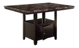 ZNTS Dining Room 1pc Counter Height w Shelve Storage Base Faux Marble Top Birch wood MDF Dining B011130015