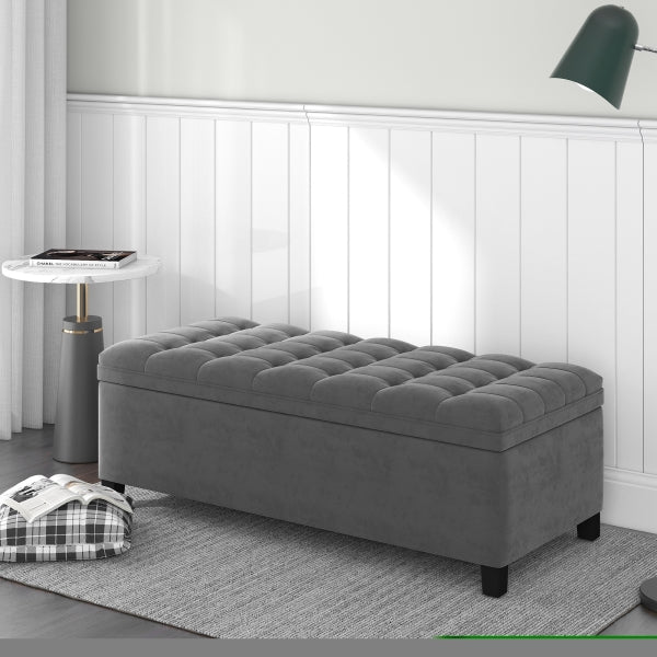 ZNTS U-stye Upholstered Flip Top Storage Bench with Button Tufted Top WF280924AAE