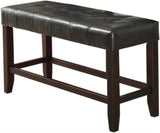 ZNTS Counter Height 1pc Bench Dining Room Black Faux Leather Cushion Tufted Seat Wooden Base Comfort Seat B011130020