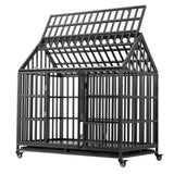 ZNTS Heavy Duty Dog Cage pet Crate with Roof & window on roof W206115370