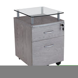 ZNTS Techni Mobili Rolling File Cabinet with Glass Top, Grey RTA-S06-GRY