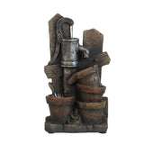 ZNTS 7.7x3.9x13.6" Brown and Gray Water Fountain with Antique Water Pump Design and LED Light W2078138943