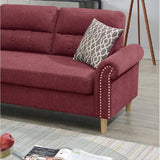 ZNTS Velvet Reversible Sectional Sofa in Paprika Red B01682327