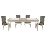 ZNTS Modern Glamourous 1pc Dining Table with Separate Extension Leaf Cabriole Legs Insert Glass Panels B01152169