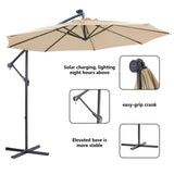ZNTS 10 FT Solar LED Patio Outdoor Umbrella Hanging Cantilever Umbrella Offset Umbrella Easy Open W41917533