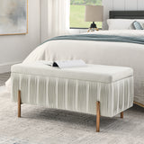 ZNTS Elegant Upholstered Velvet Storage Bench with Cedar Wood Veneer, Large Storage Ottoman with W487109968