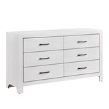 ZNTS Modern White Finish 1pc Dresser of 6x Drawers Black Hardware Wooden Bedroom Furniture B011P146408