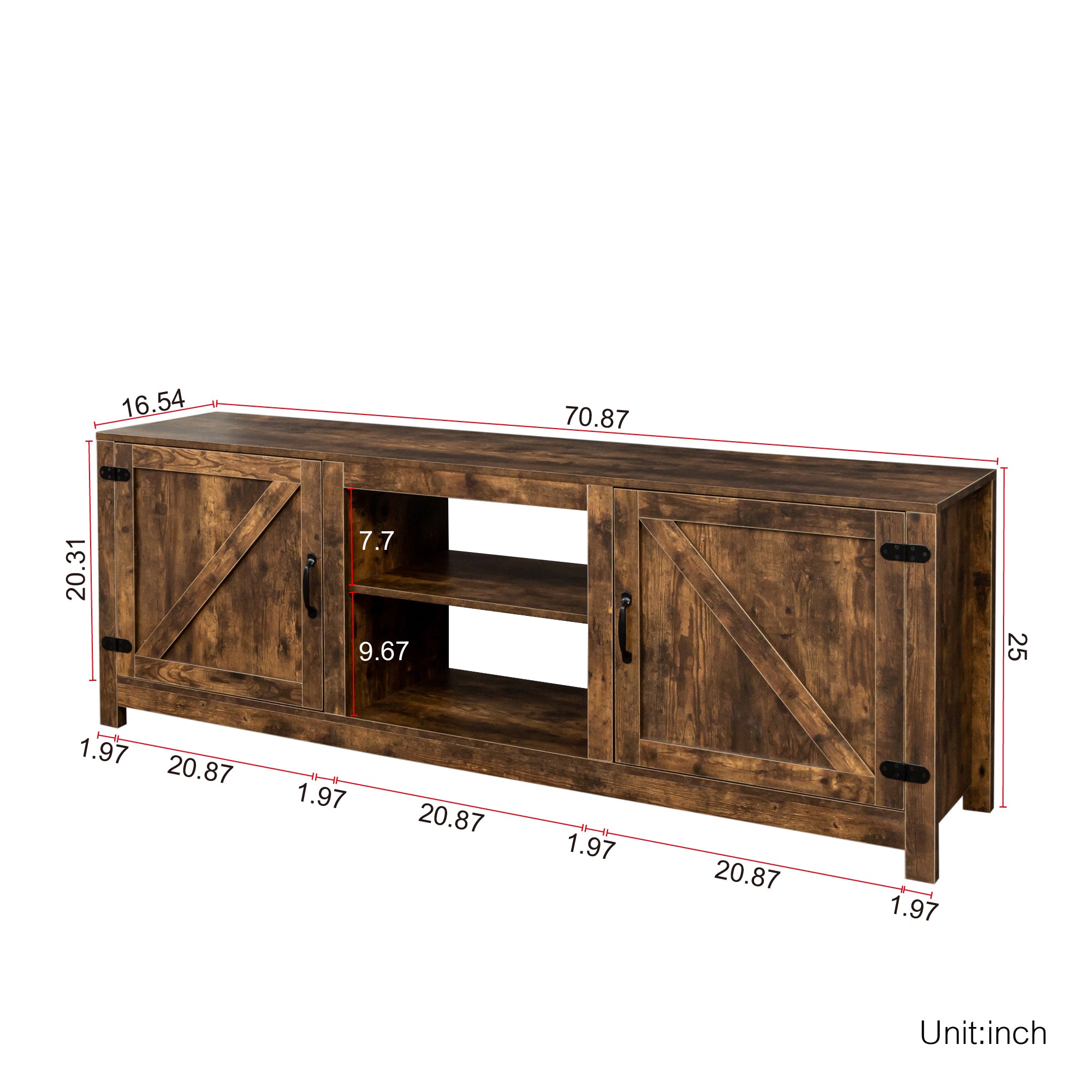 ZNTS Farmhouse TV Stand, Wood Entertainment Center Media Console with Storage W33154190