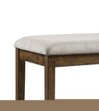 ZNTS Wooden Frame Counter Height Bench Light Oak Finish Mindy Veneer Gray Textured Fabric Upholstery B01146345