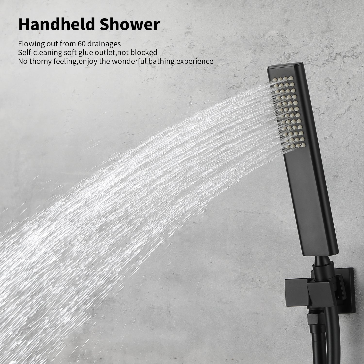 ZNTS Male NPT Bathtub Shower Faucet Set, Waterfall Tub Faucet with 12-Inch Matte Black Rain Shower Head 06639859