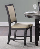 ZNTS Beautiful Black Finish Wooden Side 2pcs Set Beige Color Textured Fabric Upholstered Dining B01155795
