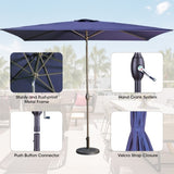 ZNTS Large Blue Outdoor Umbrella 10ft Rectangular Patio Umbrella For Beach Garden Outside Uv Protection W1828P147105