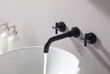 ZNTS Double Handle Wall Mount Bathroom Faucet Matte Black W122453406