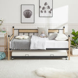 ZNTS Daybed, sofa bed metal framed with trundle twin size, black, 77''L x 40.6'' W x 14.5'' H W116291734