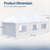 ZNTS 10x30' Wedding Party Canopy Tent Outdoor Gazebo with 8 Removable Sidewalls W121270358